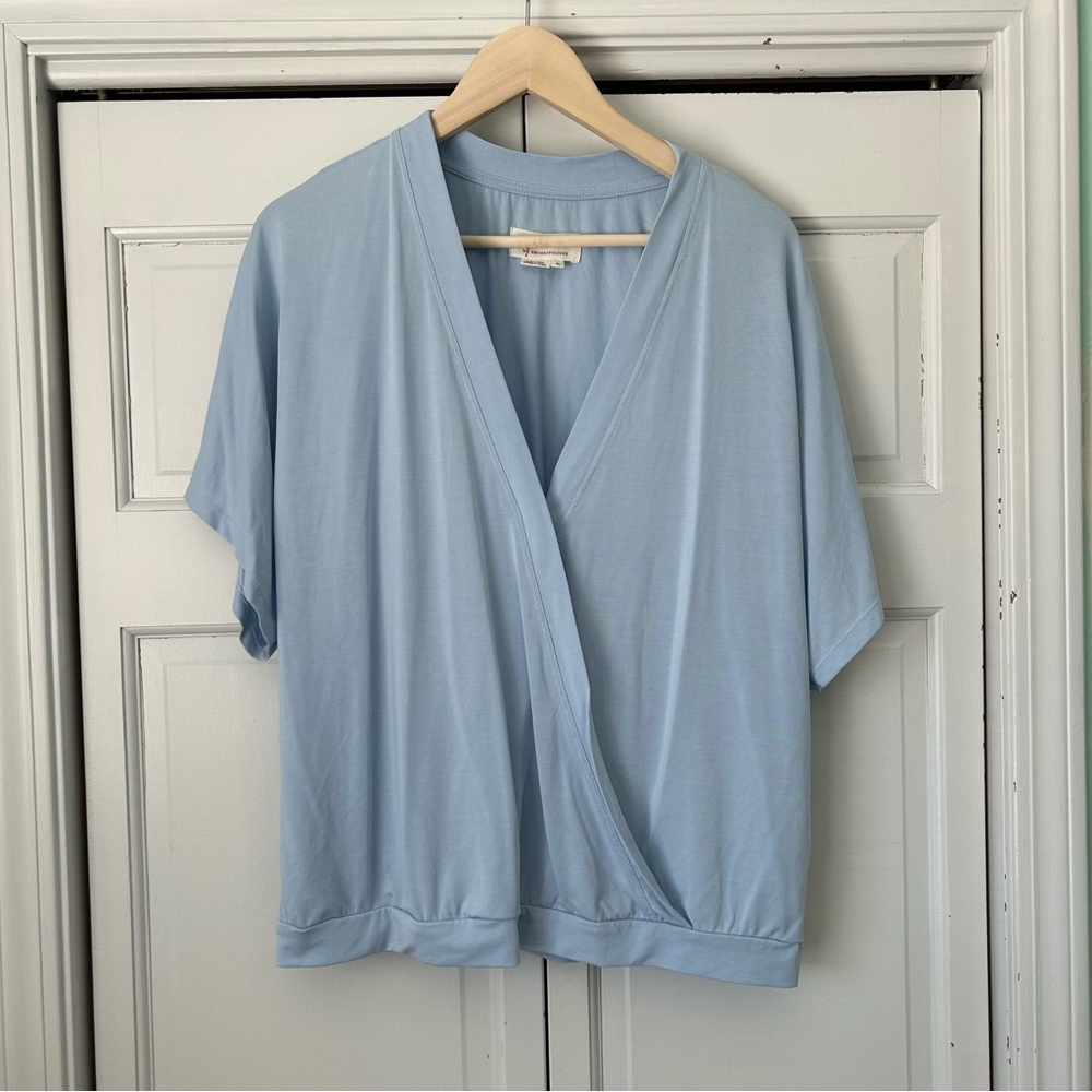 Anthropologie Light Blue V-Neck Dolman Sleeve Top